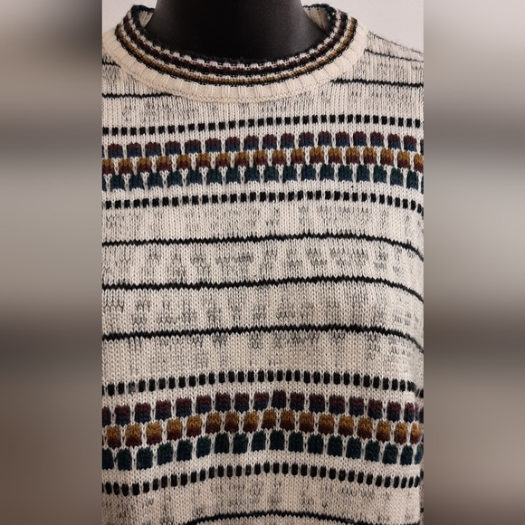 Vtg Men's Fine Line Knit Sweater Large Grampa Pull On Sweater See Measurement - Picture 2 of 5